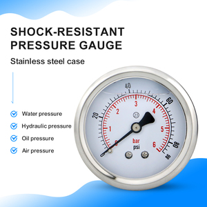 Multifunctionele 100 bar hydraulische manometer, slagvast, 63 mm, vloeistofgevulde drukmeter - Product Image 5