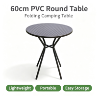 Table ronde pliable en métal portable, résistante à la rouille, légère, pour patio, café, pique-nique, fête en plein air