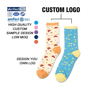 Özel Logo desen pamuk erkekler Unisex elbise tasarım Logo komik yenilik çorap