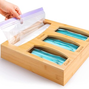 Organizador de Bolsas de Alimentos de Bambú para Cajón de Cocina, Soporte para Bolsas de <span class=keywords><strong>Solimo</strong></span>, Glad, Hefty Gallon, Sándwiches y Bocadillos - Product Image 1