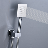 Ensemble de robinetterie de douche murale en laiton chromé poli noir avec design moderne pour salle de bain d'hôtel