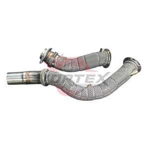 SS304ของกระแสน้ำวนไหลสูง downpipe สำหรับ M4 F80 M3 BMW S55 F82ไอเสียประสิทธิภาพ3.0T พร้อมการป้องกันความร้อนแบบบูรณาการ - Product Image 3