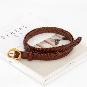 <span class=keywords><strong>Ceinture</strong></span> fine en papier tressé style simple avec boucle en alliage <span class=keywords><strong>dorée</strong></span> pour <span class=keywords><strong>femme</strong></span>, 110 cm, <span class=keywords><strong>ceinture</strong></span> décontractée vintage pour jeans, vente en gros - Product Image 4