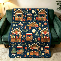 Couverture d'hiver en peluche personnalisée, couverture de Noël colorée pour canapé-lit, cadeau festif et chaleureux pour les fêtes, 270g
