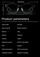 Lunettes intelligentes IA, caméra, capture vidéo, traduction en temps réel, audio, transmission audio ouverte, reconnaissance d'objets IA