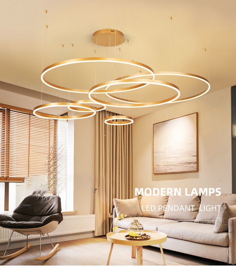 Wholesale Contemporary Hanging Home Decorative Modern Circular Ring Led Chandelier Pendant Light