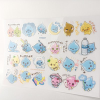 Feuille d'autocollants transparents en forme de goutte d'eau Kawaii, ensemble d'autocollants en époxy japonais mignons de dessins animés, décoration de scrapbooking DIY, papeterie