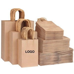 Custom Logo Brown Recycled Kraft Paper Bag With Handle Bolsas De Papel Kraft Personalizada Packaging Paper Bag For Bakery Food