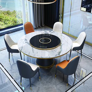 Moderno semplice grande tavolo da pranzo rotondo in ardesia con giradischi in marmo mobili per la casa appartamento o Bar uso - Product Image 3
