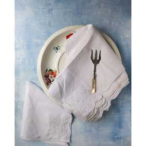 Juego de 10 Servilletas de Lino Mirellas con Bordado de Flores y Dobladillo Deshilachado, Servilletas de Tela de Algodón para Cenas y Fiestas - Product Image 6