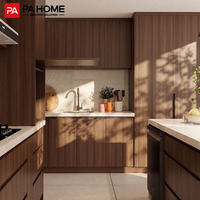 Meuble de cuisine modulaire PA avec îlot central et comptoir en pierre pour villa