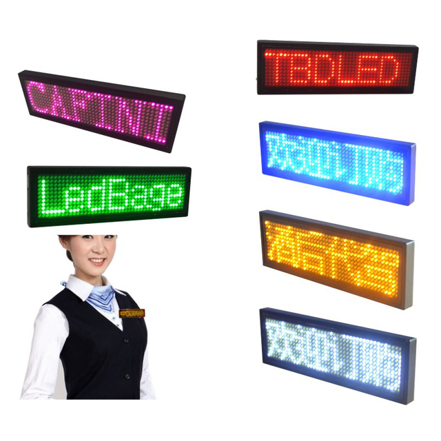 LED Name Badge Mini LED Name Plate Panel APP Programmable Scrolling Text LED Name Tag Electronics LED Display Badge