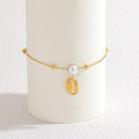 Bracelet en acier inoxydable pour femme, best-seller transfrontalier, avec perle minimaliste en or 18 carats et pendentif crabe mignon