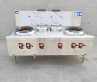 Équipement de Restaurant, cuisinière à gaz industrielle en acier inoxydable chinois à deux Wok