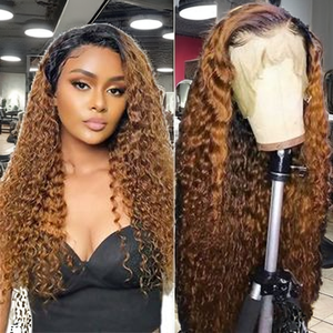 1B 30 Two-Tone for Ombre Deep Wave Glueless Wigs 13x6 HD Lace Front Raw Human Hair Natural Hairline Pre-Plucked Full HD <strong>Lacewig</strong> - Product Image 3