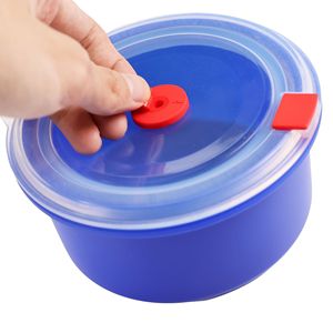 Silicone Lunch Box Round Three Compartment Food Grade Bento Box For Office Travel - Product Image 3