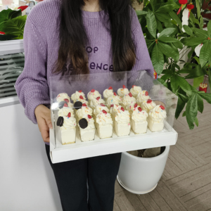 Thiết kế mới hộp <span class=keywords><strong>cupcake</strong></span> trong suốt và bao bì phân hủy sinh học mini vuông tròn tráng miệng hộp cốc - Product Image 5