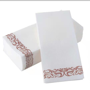 Serviettes jetables <span class=keywords><strong>de</strong></span> luxe sans poussière dorée |   Serviettes <span class=keywords><strong>de</strong></span> <span class=keywords><strong>table</strong></span> en papier à bordure dentelle or <span class=keywords><strong>rose</strong></span> et argent pour mariages et réceptions - Product Image 3