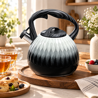 Bouilloire sifflante en acier inoxydable côtelée en forme de citrouille avec poignée en bois anti-brûlure pour cuisinière à induction et à gaz