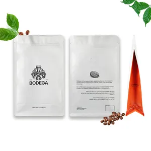 Sacchetti di caffè a fondo piatto arcobaleno personalizzati all'ingrosso nero opaco 6oz 8oz 12oz 16oz sacchetti di chicchi di caffè a prova di odore con cerniera tascabile