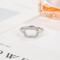 Bague pour femme en cuivre motif chat mignon, design de niche, style épuré, haut de gamme, simple et tendance, pour femme de bureau, bijoux Hello Kitty