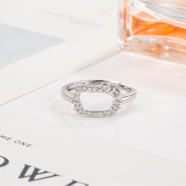Cute Cat Copper Women's Ring Niche Design Cold Style High-end Fashion Simple Fashionable Office Lady Hello Kitty Jewelry