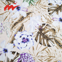 Tissu en polyester et élasthanne tissé imprimé extensible 4 directions 100D, doux et respirant, à motif floral personnalisé, pour robes et chemisiers pour femmes