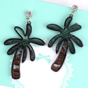 Hawaii Korean Style Acrylic Resin Women Fashion Simple Glass Seed <strong>Beads</strong> Sea Shore Coconut Palm Tree Charm Earring Jewelry - Product Image 3