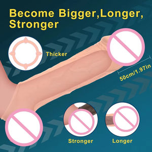 Dildo Extender Penis vergrößerung Wieder verwendbare Kondome Silikon Große gepunktete Penis hülle mit fester Eichel Verzögerung Ejakulation - Product Image 2