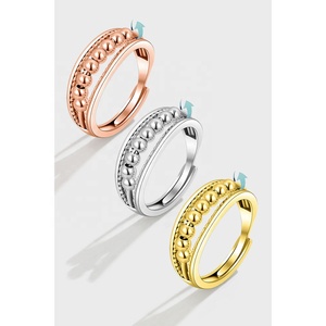Moda dönen boncuk altın plaka takı giderici Fidget stres altın kaplama anksiyete yüzük erkekler veya kadınlar için - Product Image 3