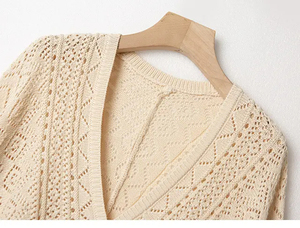 Luxury Hollow Loose Cotton Long Sleeve Knitted <strong>Cardigan</strong> <strong>Crochet</strong> <strong>Lady</strong> Sweater - Product Image 5