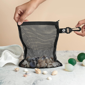 <span class=keywords><strong>Bolsas</strong></span> <span class=keywords><strong>de</strong></span> Playa con Cierre y Gancho, Organizador <span class=keywords><strong>de</strong></span> Conchas Marinas <span class=keywords><strong>de</strong></span> <span class=keywords><strong>Malla</strong></span> <span class=keywords><strong>de</strong></span> Nailon Negra - Product Image 3