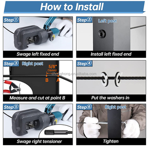 Tensor de tensión oculto de acero inoxidable T316 para cable de 1/8 pulgadas, kit de barandilla de cable invisible negro para poste de cubierta metálica 2x2 - Product Image 6