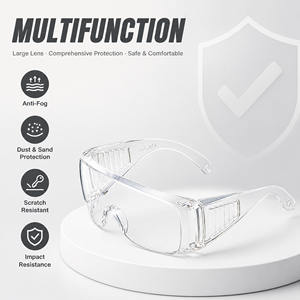 Lunettes de sécurité anti-buée avec aérations latérales à porter par-dessus des lunettes de vue, conformes à la norme ANSI Z87.1, résistantes aux chocs, avec verres transparents - Product Image 4