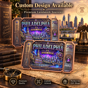 Barra in Rame Puro 999 da 1 oz, Stile Philadelphia Stamp, con Rilievo 3D, Effetto UV Color Proof, Tema 'Luogo di Nascita dell'America', Artigianato Artistico in Metallo - Product Image 1