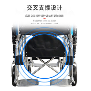 Fauteuil roulant manuel Rong Jun RJ-W809B-1, structure stable avec support croisé, aide à la mobilité pour personnes âgées handicapées - Product Image 1