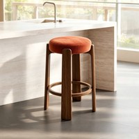 Tabouret de bar haut en bois massif, style minimaliste moderne, avec dossier, pour usage commercial ou domestique, design nordique, luxe léger
