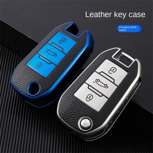 Housse pour <span class=keywords><strong>clé</strong></span> de voiture en cuir carbone Tpu Skin Fit étui Carckey de haute qualité pour <span class=keywords><strong>Peugeot</strong></span> 208 508 TPU Keyless Fob Shell Opp Bag RTS - Product Image 2