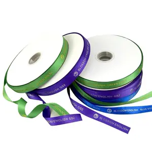 Screen Printed Embossed Logo Custom Grosgrain Ribbon With Logo For Gift Wrapping Celebration