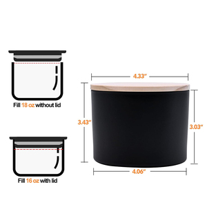 Portacandele in <span class=keywords><strong>Vetro</strong></span> <span class=keywords><strong>Nero</strong></span> Rotondo da 16oz e 22oz con 3 Stoppini, Cilindrico, Stampato a Spruzzo, Ecologico, con Coperchio e Confezione Regalo - Product Image 2
