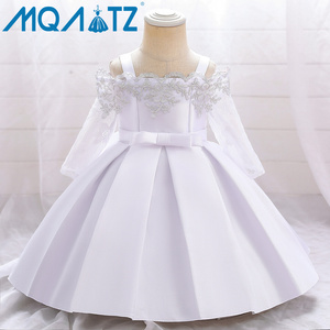 <span class=keywords><strong>Robe</strong></span> de demoiselle d'honneur <span class=keywords><strong>blanche</strong></span> pour enfants MQATZ, <span class=keywords><strong>robe</strong></span> de fête pour enfants, <span class=keywords><strong>robe</strong></span> à épaules dénudées avec manches courtes, vestido - Product Image 2