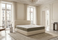 Cadre de lit nuage moderne en tissu modulaire, rembourré crème doux, sans installation, emballage en boîte, gain de place pour appartement