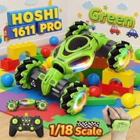 OSHI 1611-PRO Verde 2.4Ghz Escala 1:18 Coche de Acrobacias 4WD Vehículo Giratorio Control por Reloj Coches RC Regalo de Navidad para Niños