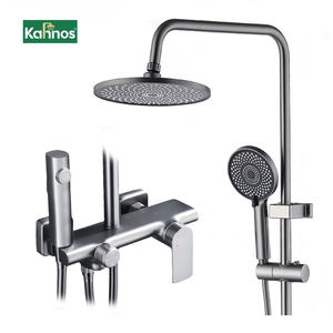 Juego de Ducha de Aluminio Pulido de 10 Pulgadas con 4 Funciones, Ducha Presurizada con Diseño de Cielo Estrellado, Válvula de Cerámica, Chorro/Masaje/Agua Suave - Product Image 1