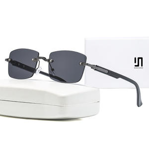 Nouvelles lunettes de soleil métalliques sans monture pour femmes, protection UV400, type 3, verres PC noirs, style européen tendance - Product Image 3