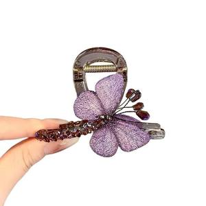 Pinza de <span class=keywords><strong>Pelo</strong></span> Elegante Estilo Retro con Mariposa Bordada a Mano, Pinza de <span class=keywords><strong>Pelo</strong></span> Tipo Tiburón para Mujer, Tamaño Mediano, para Peinados Medios o Traseros - Product Image 5