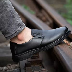 Cómodos zapatos de seguridad de trabajo con suela de goma antideslizante de cuero de microfibra <span class=keywords><strong>sin</strong></span> <span class=keywords><strong>cordones</strong></span> para hombres y mujeres - Product Image 5