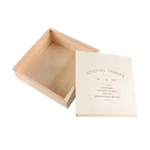 Wood Gift Box With Sliding Top Discrete Sliding-Lid Wooden Boxes For Wine Bottle Packing