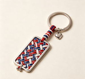 Custom Woven Metal Key Chain Stainless Steel <b>Keyring</b> Pendant Heart <b>Charm</b> Gift Souvenir - Product Image 4