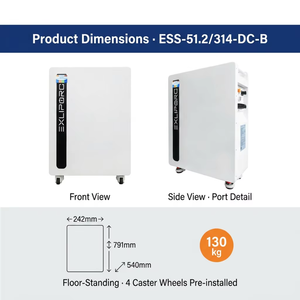 Sistema de Almacenamiento de Energía Doméstico EXLIPORC Split IP65 51.2V 314Ah LiFePO4, Batería de 16kWh con BMS de Balance Activo CAN, Certificación IEC y CE - Product Image 3